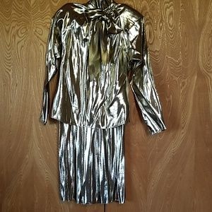 Gold lame evening outfit